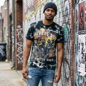 Strivers Row T-Shirt Small Tie Dye Black Acid Wash Motorcycle Biker Better World